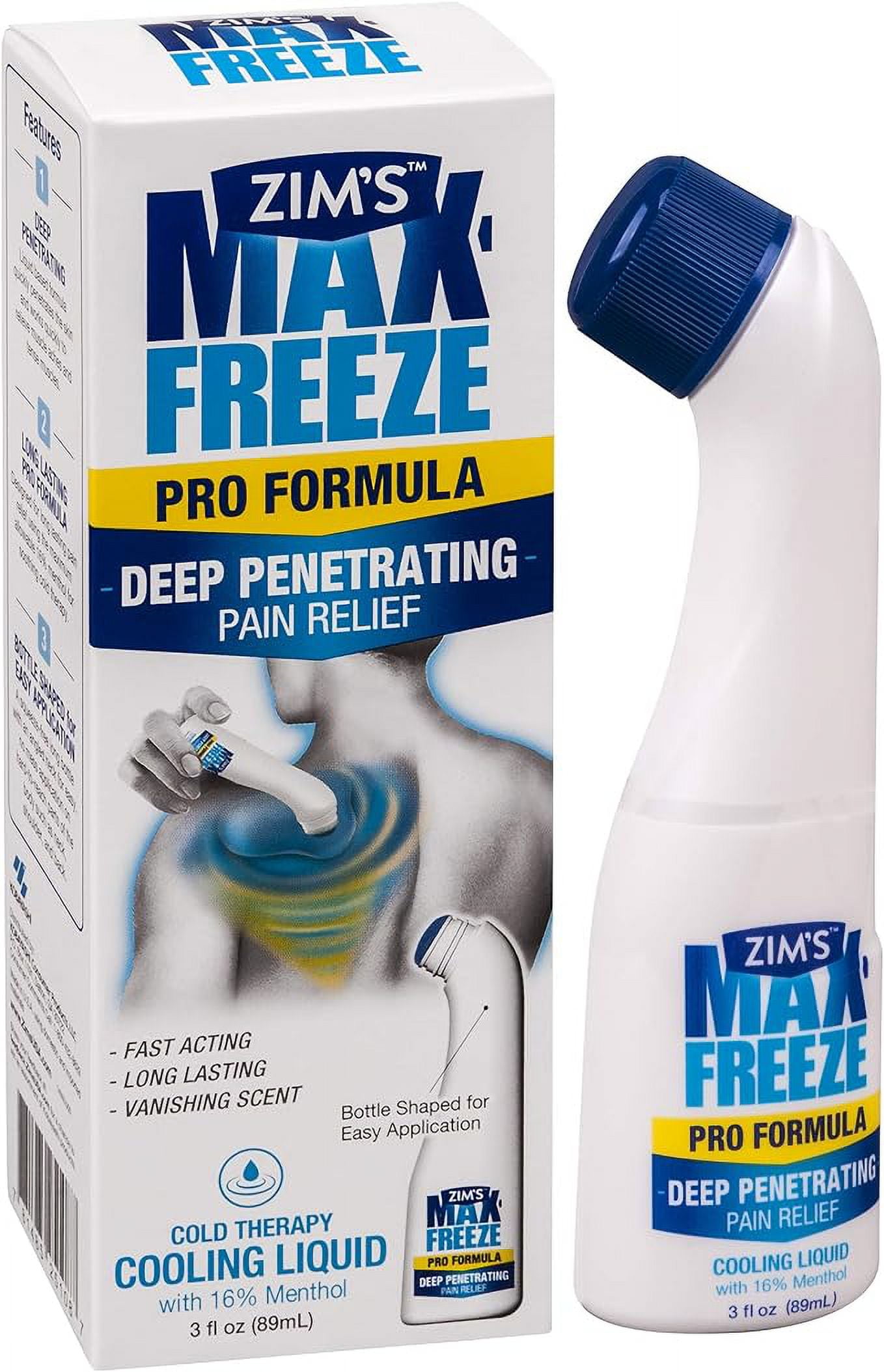 Zim's Max Freeze Pain Relief Topical Analgesic Cooling Liquid for Muscles and Joints Associated with Backaches, Arthritis, Strains, Bruises & Sprains, Clear, 3 Fl Oz