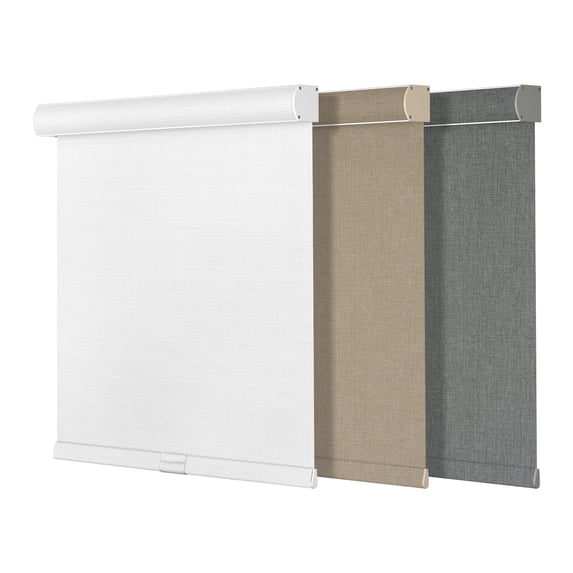 ZimJAHO Blackout Roller Shades for Windows,Cordless,Linen Fabric,Roller Blinds,Thermal Insulated Fabric UV Protection,Window Shades for Home,Office,Door, Blackout-White, 27"W x 72"H