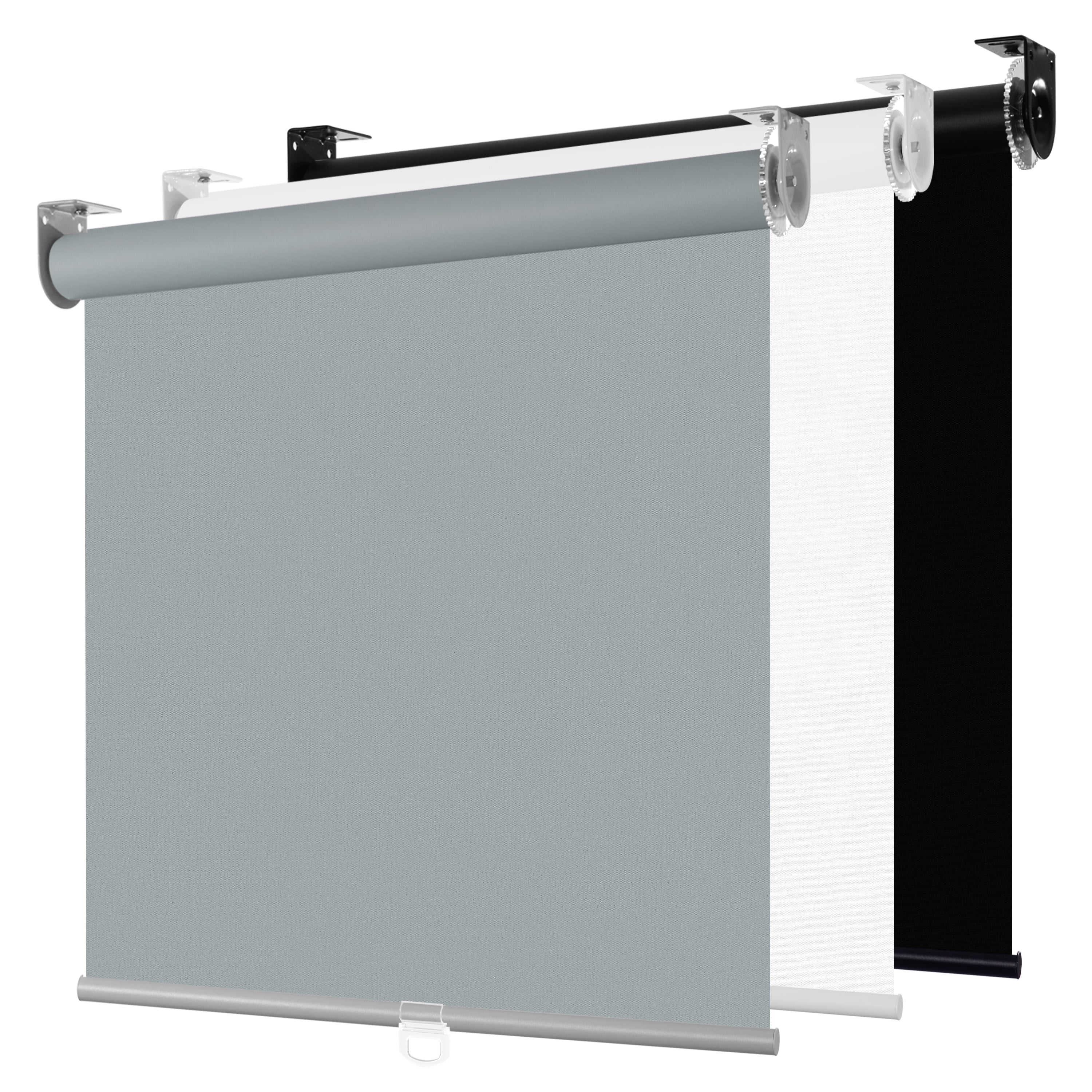 ZimJAHO Cordless Blackout Roller Shades – Room Darkening Window Blinds with Spring System & UV Protection for Home, Blackout-Gray, 58"W x 72"H