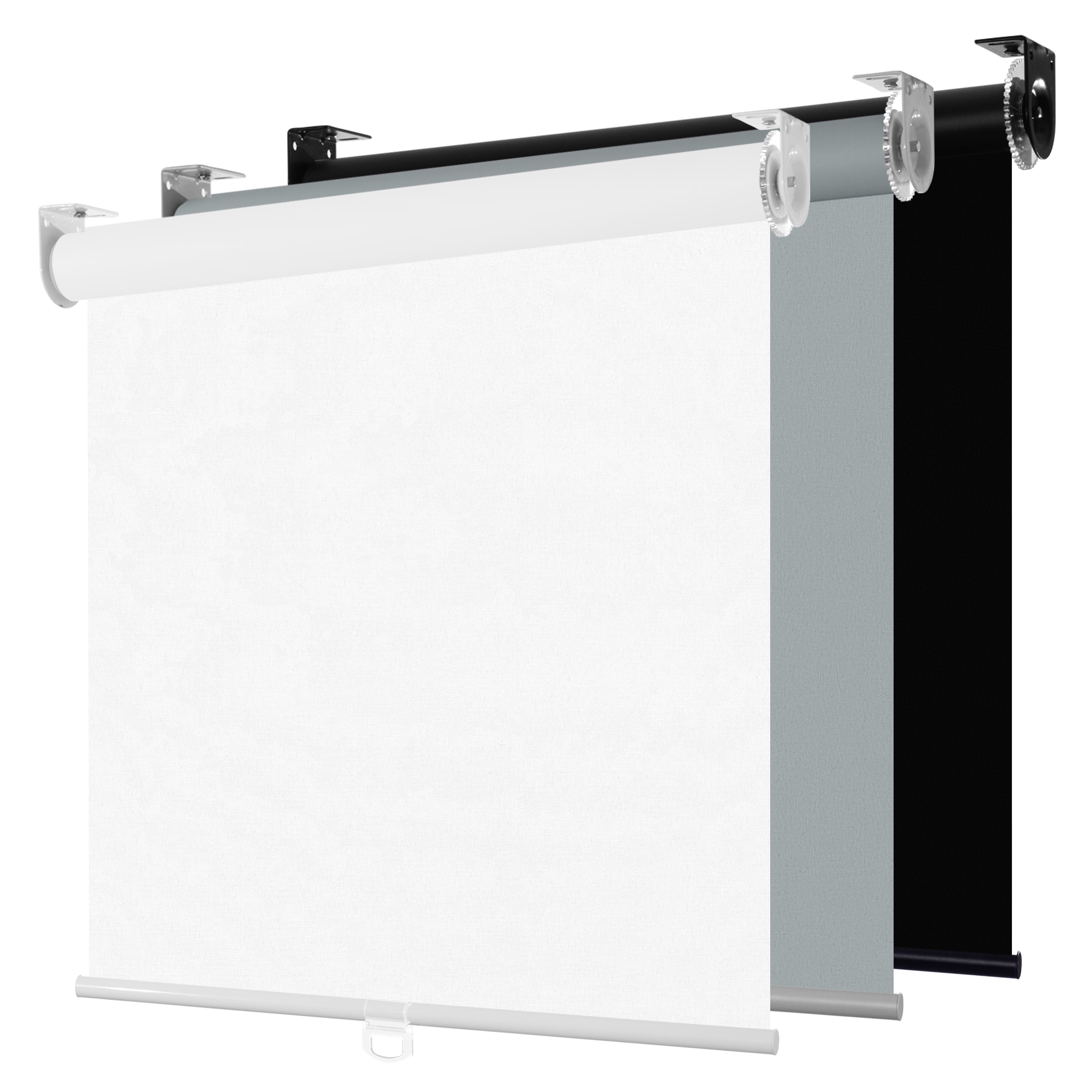 ZimJAHO Cordless Blackout Roller Shades – Room Darkening Window Blinds with Spring System & UV Protection for Home, Blackout-White, 35.5"W x 72"H