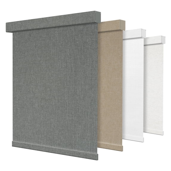 ZimJAHO Cordless Blackout Roller Shades for Windows, Push Up & Pull Down Spring Loaded Roller Window Shades, Thermal Insulated Linen / Hemp Fabric Blinds, Gray, 28"W x 48"H