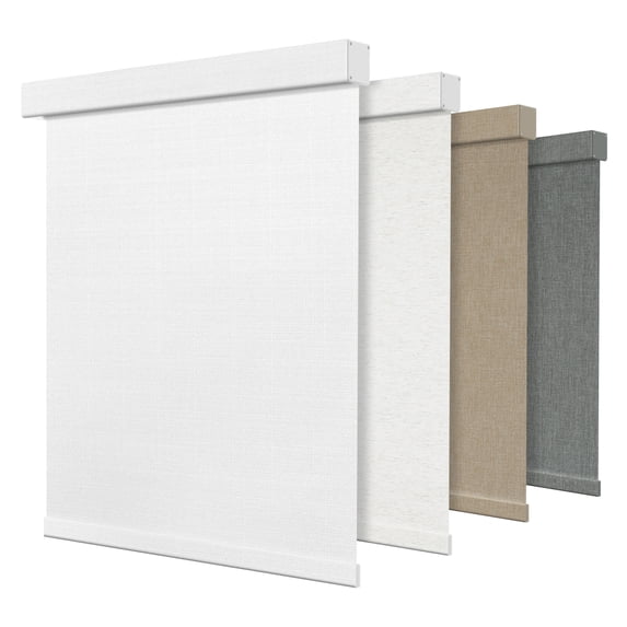 ZimJAHO Cordless Blackout Roller Shades for Windows, Push Up & Pull Down Spring Loaded Roller Window Shades, Thermal Insulated Linen / Hemp Fabric Blinds, White, 32"W x 72"H