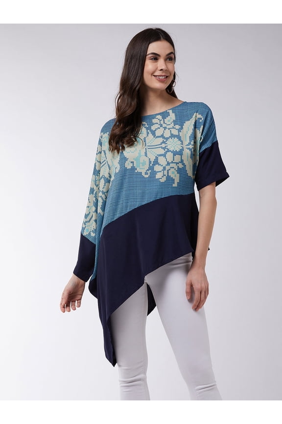 Women's Asymmetric Printed Loose Top