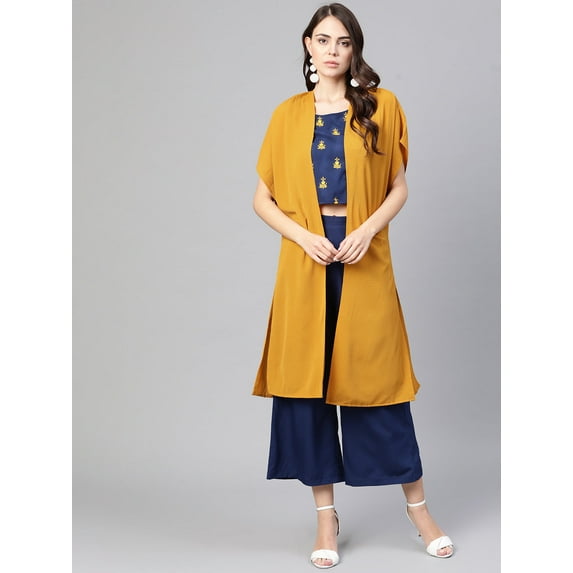 Zima Leto Women's Embroidered Top With Pants And Loose Shrug