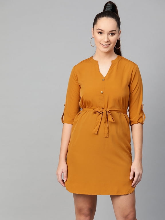 Women's Mustard Shirt Dress