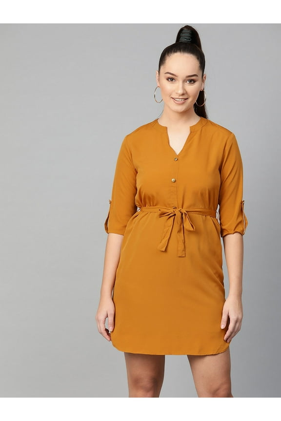 Women's Mustard Shirt Dress