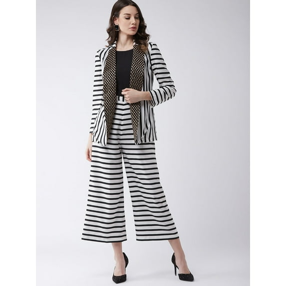 Zima Leto Women's Stripes Jumpsuit With Blazer