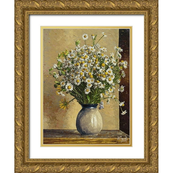 Ziman, Peter 19x24 Gold Ornate Wood Framed with Double Matting Museum Art Print Titled - Field Flowers in Vase III