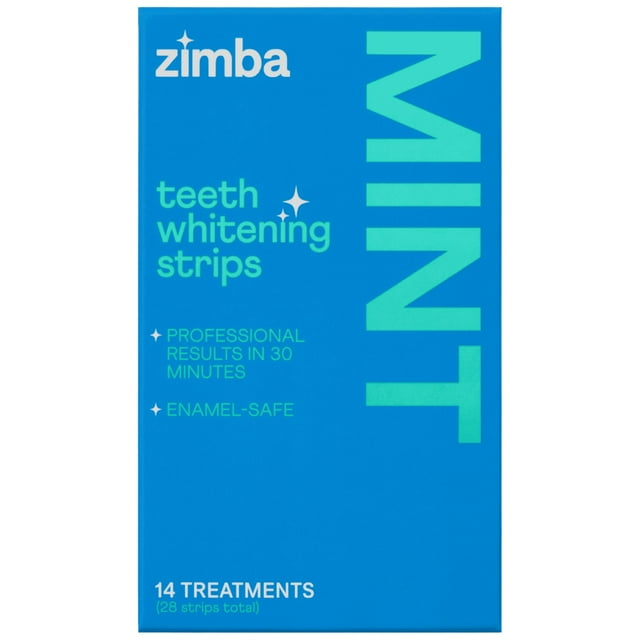 Zimba Teeth Whitening Strips, 28 Reduced Sensitivity Whitening Strips (14 Treatments) (Mint, 1