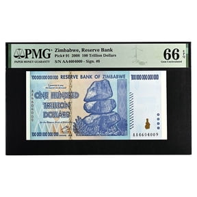 Zimbabwe 100 Trillion Banknote AA 2008 PCGS or PMG Graded 66PPQ - Collectible Uncirculated Currency