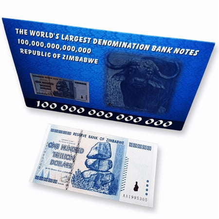 Zimbabwe 100 Trillion Dollars Collectible Banknote, 2008 AA Prefix Uncirculated Paper Money Currency for Hobbyists