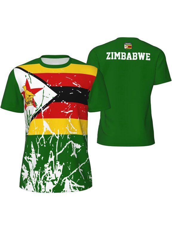 Zimbabwe Flag Grain T-Shirt for Running Soccer Tennis Fitness Sports Jerseys Shirts