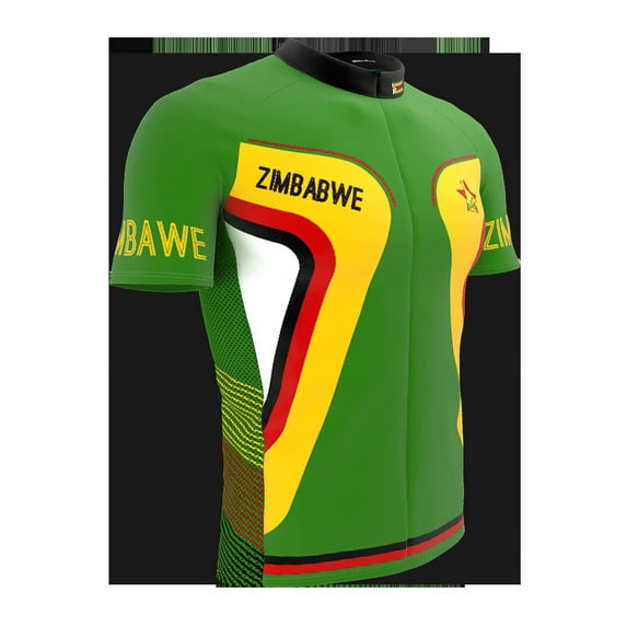 Zimbabwe Full Zipper Bike Short Sleeve Cycling Jersey for Men - Size XS