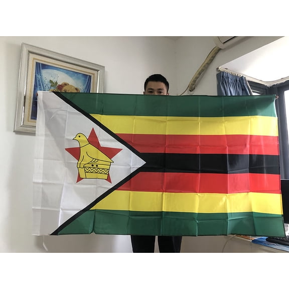 Zimbabwe Polyester Flag 90x150cm Hanging Polyester Zimbabwean National Flags 3x5 Foot double penetration Flag for Decoration