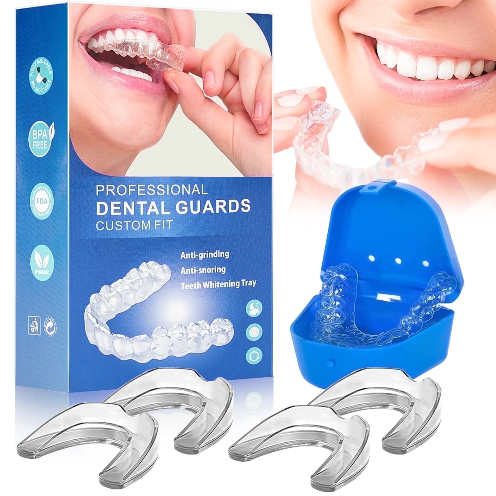 Zimeng 4 Pack Disposable Mouth Guard for Grinding Teeth at Night,BPA-Free Comfortable G-r-inding Guard