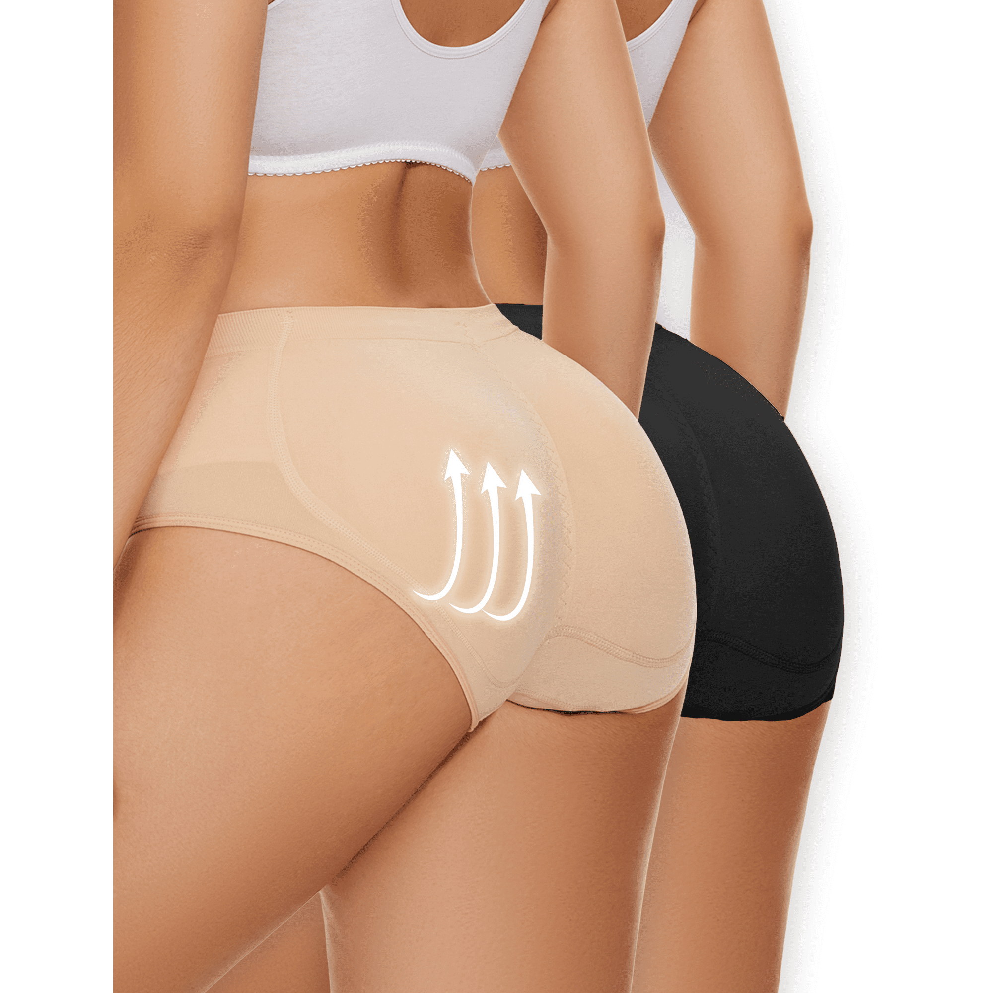 Womens Seamless Butt Lifter Panties Padded Removable Butt Pad Lace