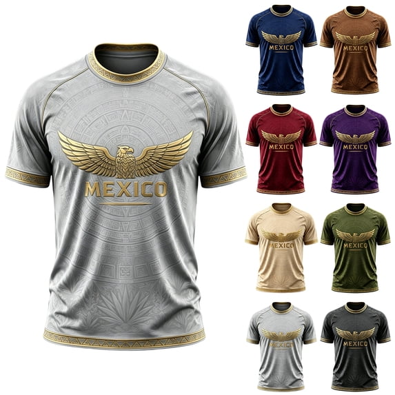 Zimjoy 2026 Mexico Soccer Jersey for Men World Soccer Game Mexico Team Short Sleeve Mock Crew Neck Football Jersey Shirts Navy M