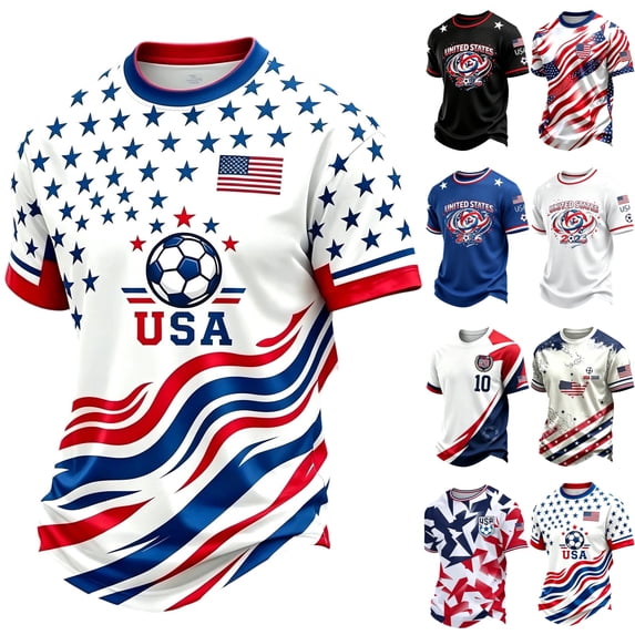 Zimjoy 2026 USA Soccer Jersey Shirts for Men Crewneck Short Sleeve Country Team Fan International Soccer T Shirts Retro Streetwear Top White XL