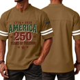 thumbnail image 1 of Zimjoy 250 Years of Freedom Men's Patriotic Cotton V Neck Jersey T-Shirt 1776-2026 America Striped Short Sleeve Tee for 4th of July Casual Sports Brown XL, 1 of 5