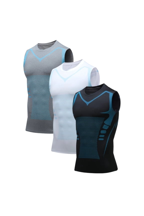 3 Pack Boost V2.0 Compression Shaping Shirt Tank Men, Feel the Power of Confidence, Energy & Strength, Multicolor L