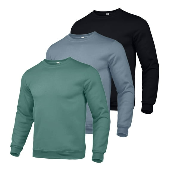Zimjoy 3 Pack Mens Big and Tall Sweatshirt XL-5XL Casual Loose Solid Color Hoodies Cotton Sweatshirts Long Sleeve Elastic Cuff and Hem Comfy Pullover Hoodies, Mix_D 4XL