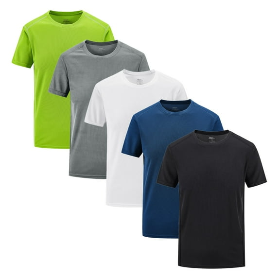 Zimjoy 5 Pack Men's L-7XL Big and Tall Tops Short Sleeve Dry Fit Active Crew Neck T Shirt - Athletic Running Gym Workout Tee Tops, Mix-B XL