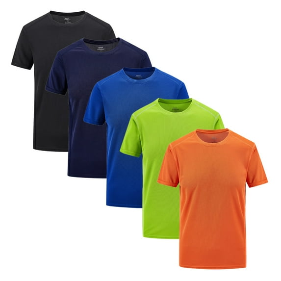 Zimjoy 5 Pack Workout Shirts for Men Athletic Running Gym L-7XL Big and Tall Quick Dry Tshirts Tops Short Sleeve Performance Moisture Wicking T Shirt, Mix-E 7XL