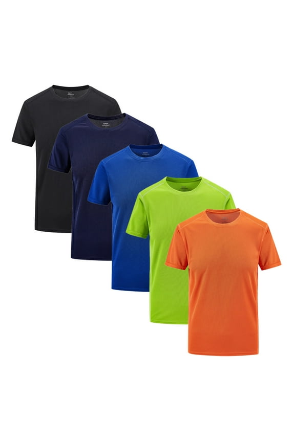 5 Pack Workout Shirts for Men Short Sleeve L-7XL Big and Tall Athletic Active Tops Quick Dry Crew Neck T Shirt for Running, Mix-E 4XL