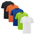 thumbnail image 1 of Zimjoy 5 Pack Workout Shirts for Men Short Sleeve L-7XL Big and Tall Athletic Active Tops Quick Dry Crew Neck T Shirt for Running, Mix-G 2XL, 1 of 7