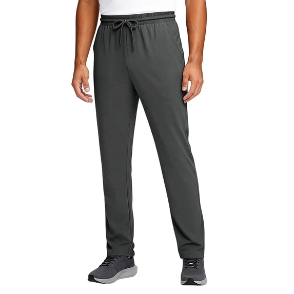 Zimjoy Active Athletic Pants for Men Stretch Drawstring Wasit Track Pants Casual Open Bottom Joggers for Workout, Dark Gray M