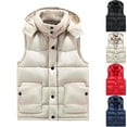 thumbnail image 1 of Zimjoy Beige Puffer Vest for Men Windproof Thick Big and Tall Heated Vest Thermal Detachable Hooded Outdoor Vests Casual Lightweight Zip Up Puffer Jacket Men with Pockets, Beige S, 1 of 8