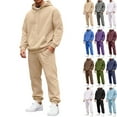 thumbnail image 1 of Zimjoy Beige Sweat Suits Men Workout Track Suits Mens Casual Winter Hoodie and Cargo Sweatpants Set Sherpa Lined Jogging Suits Sets with Pockets, Beige M, 1 of 8