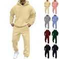 thumbnail image 1 of Zimjoy Beige Sweatsuits for Men Set Gym Track Suits Mens Casual Hoodie and Sweatpants Set Autumn Jogging Suit with Pockets, Beige XL, 1 of 9