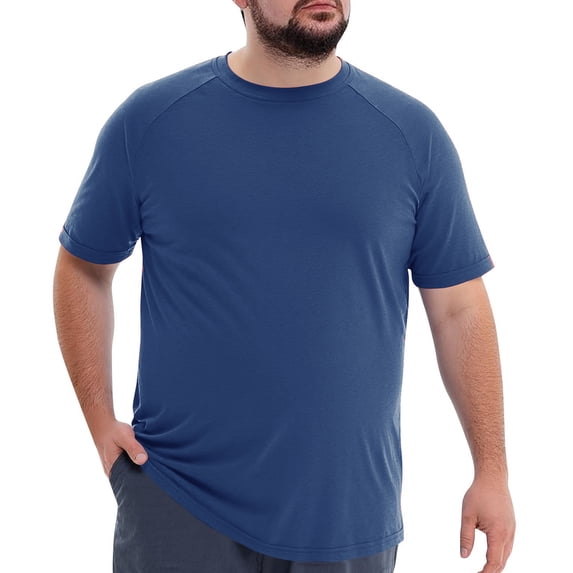 Zimjoy Big and Tall Men's Short Sleeve Tees Plus Size Tshirts Crew Neck Loose Solid Color Summer Casual Basic Tops Dark Blue 2XL