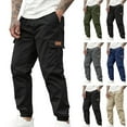 thumbnail image 1 of Zimjoy Black Cargo Pants for Men Big and Tall Casual Work Sweats Pants Loose Fit Elastic Waist Straight Leg Joggers Clothing with Pockets, Black 2XL, 1 of 7