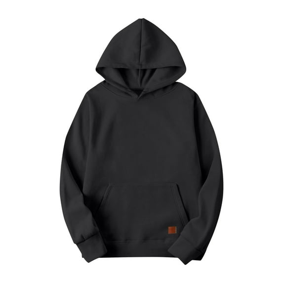 Zimjoy Black Hoodie for Men Basic Casual Loose Hooded Fleece Sweatshirt with Pocket Long Sleeve Baggy Pullover Sweatshirts, Black L