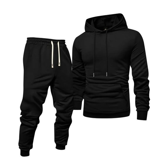 Zimjoy Black Track Suits Mens Sports Mens Sweatsuits 2 Piece Set Fall Sweatshirt and Sweatpants Set Casual Sweatpants Set with Pockets, Black M