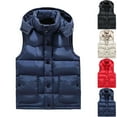 thumbnail image 1 of Zimjoy Blue Puffer Vest Men Windproof Thick Big and Tall Heated Vest Warm Detachable Hooded Outdoor Vests Casual Lightweight Zip Up Mens Puffer Jacket with Pockets, Dark Blue S, 1 of 4