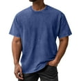 thumbnail image 1 of Zimjoy Blue Tees for Men Casual Mens Washed Cotton T Shirts Loose Fit Short Sleeve Oversized Tshirts for Men Crewneck Fashion Men's Fashion, Dark Blue L, 1 of 8