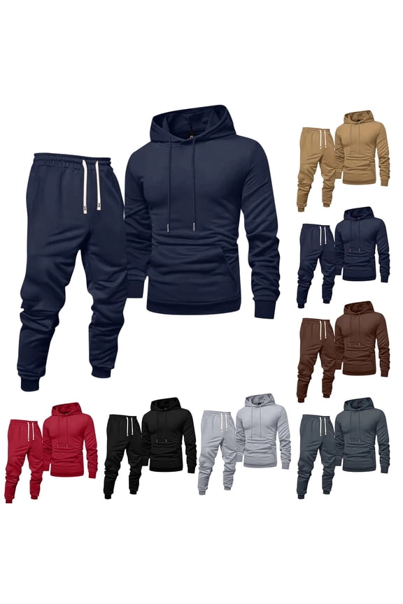 Blue Track Suits Mens Athletic Mens Sweatsuit Autumn Sweatshirt and Sweatpants Set Casual Jogging Suit with Pockets, Navy XL