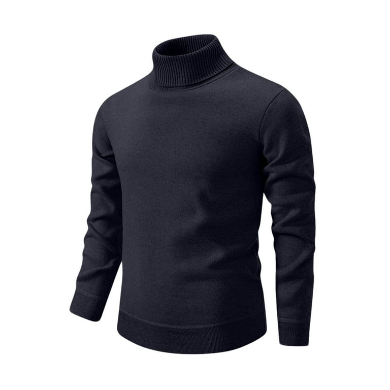 Zimjoy Blue Turtleneck Sweaters for Men Regular Fit Warm Sweaters