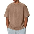 thumbnail image 1 of Zimjoy Brown Tshirt Men Casual Washed Cotton T Shirts for Men Loose Fit Short Sleeve Oversized Tshirts for Men Crewneck Vintage Men's Clothing, Khaki 3XL, 1 of 8