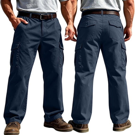 Zimjoy Cargo Pants for Men Ripstop Multi Pocket Breathable Trousers Relaxed Fit Outdoor Utility Pants for Fishing Construction Navy S