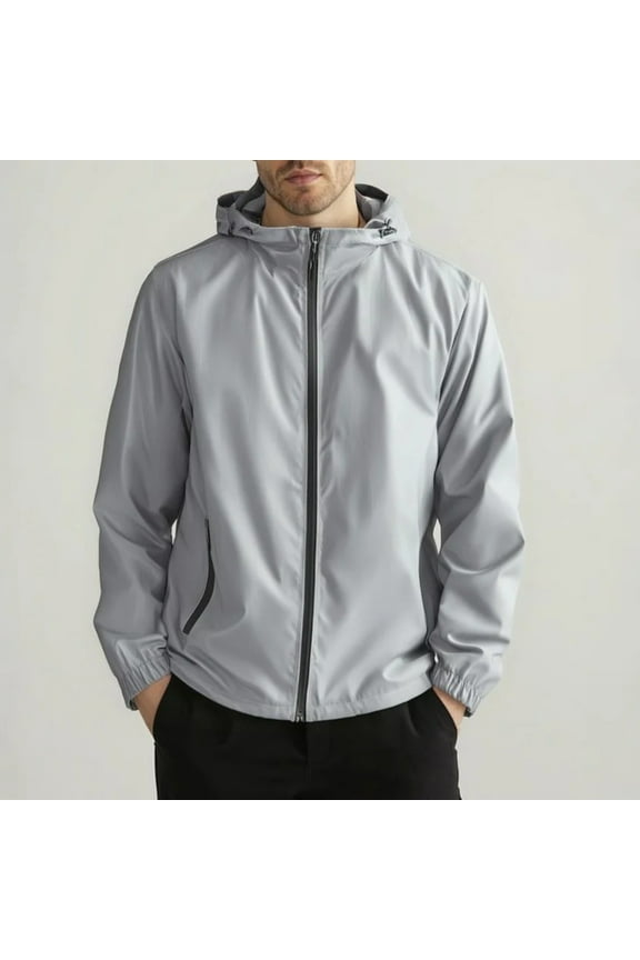 Chromashift Reflective Windbreaker – Daily Wear, Night Runs, Rides & Color - Shifting, Mens Reflective Rain Jacket Lightweight, Gray 4XL