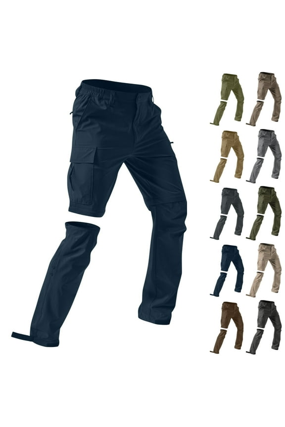 Convertible Hiking Pants Men Lightweight Waterproof Quick-Dry Zip Off Pants Mens Breathable Cargo Pants for Men Outdoor Camping Pant with 5-Pockets, Dark Blue S