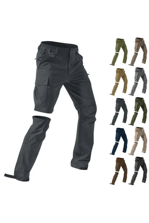 Convertible Pants Men Quick-Dry Water Resistant Men's Hiking Pants Breathable Lightweight Work Pants for Men Travel Camping Pant with 5-Pockets, Dark Gray XL
