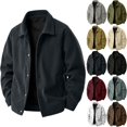 thumbnail image 1 of Zimjoy Corduroy Jacket for Men Button Down Vintage Long Sleeve Shacket Lightweight Relaxed Fit Western Jackets for Casual Fall Winter Navy S, 1 of 9