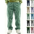 thumbnail image 1 of Zimjoy Corduroy Pants Men Elastic Waist Straight Leg Casual Pant Loose Baggy Sweatpants Men Drawstring Work Pants Trendy Trousers with Pockets, Green L, 1 of 4