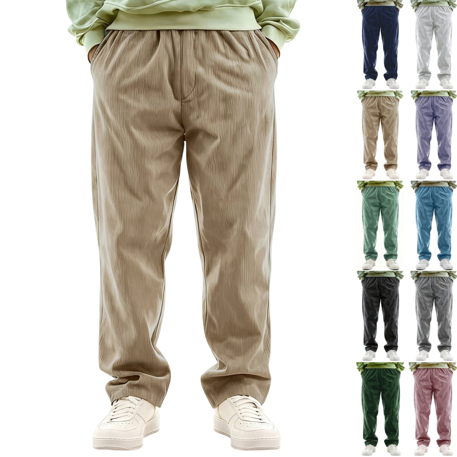 Zimjoy Corduroy Pants Men Straight Leg Elastic Waist Baggy Sweatpants ...