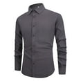 thumbnail image 1 of Zimjoy Dress Shirts for Men Collared Regular Fit Mens White Dress Shirt Elastic Long Sleeve Shirts for Men Casual Wrinkle Free Uniform Shirts, Gray XL, 1 of 5